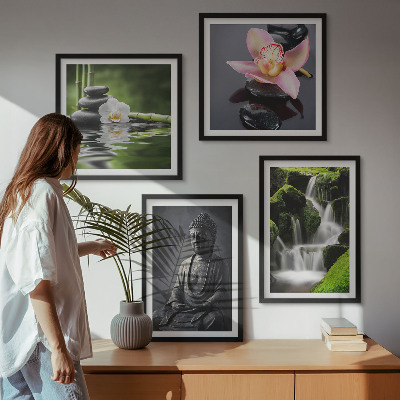 Mur de tableaux Peintures zen, pierres d'eau, bouddha