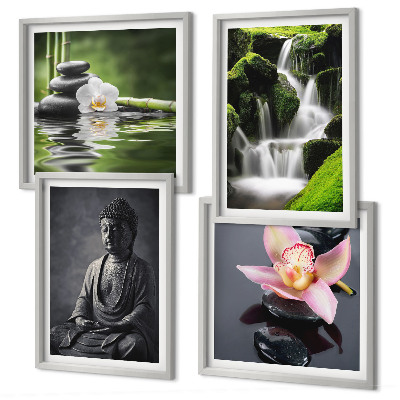 Mur de tableaux Peintures zen, pierres d'eau, bouddha
