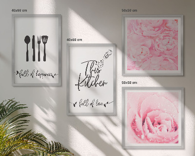 Ensemble de 4 tableaux Cuisine délicates roses