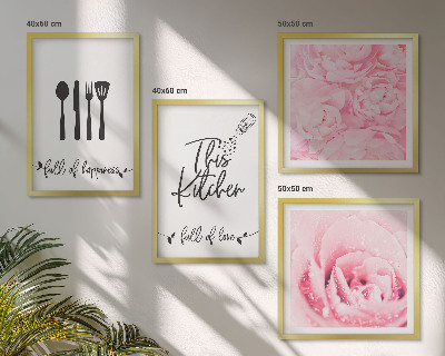 Ensemble de 4 tableaux Cuisine délicates roses