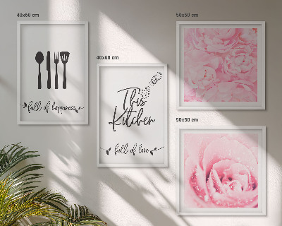 Ensemble de 4 tableaux Cuisine délicates roses