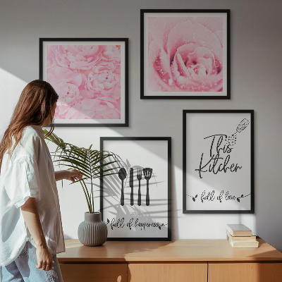 Ensemble de 4 tableaux Cuisine délicates roses