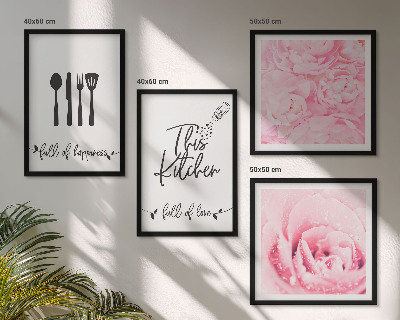 Ensemble de 4 tableaux Cuisine délicates roses