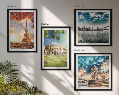 Ensemble de 4 tableaux Monuments d'europe aux couleurs chaudes