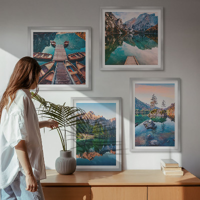 Mur de tableaux Lacs de montagne forêt de reflet