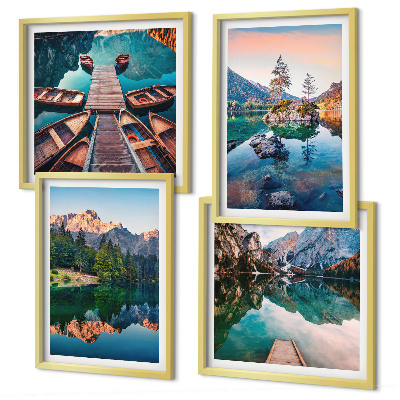 Mur de tableaux Lacs de montagne forêt de reflet