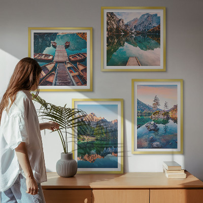 Mur de tableaux Lacs de montagne forêt de reflet