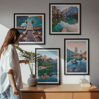 Mur de tableaux Lacs de montagne forêt de reflet
