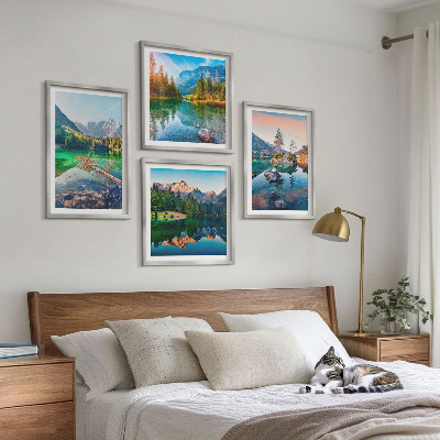 Ensemble de 4 tableaux Paysage naturel des lacs de montagne