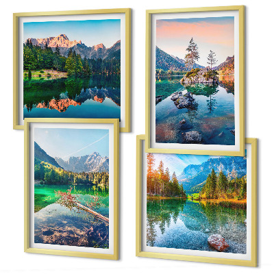 Ensemble de 4 tableaux Paysage naturel des lacs de montagne