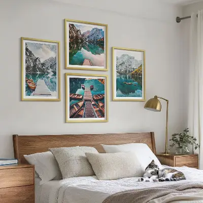 Mur de tableaux lac, ponts et montagnes
