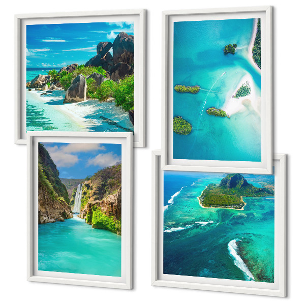 Polyptyque z cadres Îles tropicales turquoise