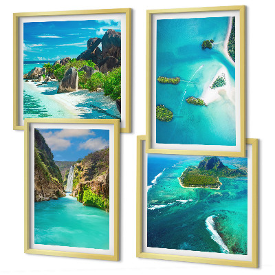 Polyptyque z cadres Îles tropicales turquoise