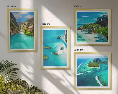 Tableau polyptyque 2 cadres motif îles tropicales turquoise