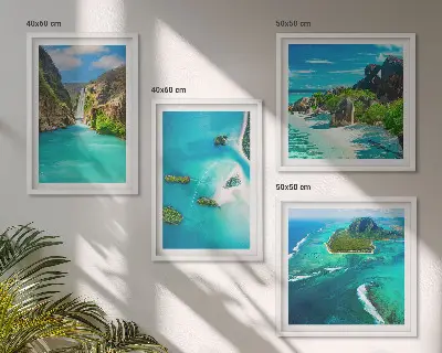 Tableau polyptyque 2 cadres motif îles tropicales turquoise