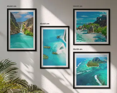 Tableau polyptyque 2 cadres motif îles tropicales turquoise