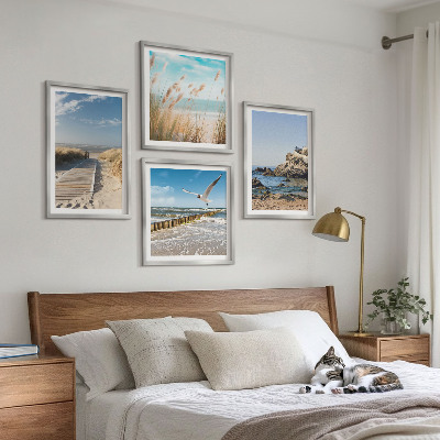 Mur de tableaux Plage, sentier en bois, falaises