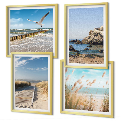 Mur de tableaux Plage, sentier en bois, falaises