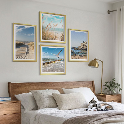Mur de tableaux Plage, sentier en bois, falaises