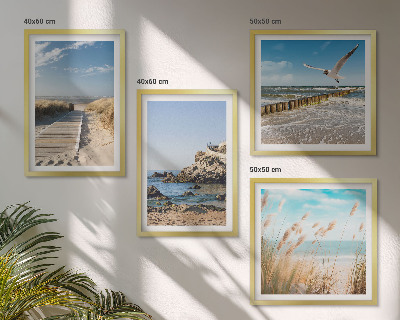 Mur de tableaux Plage, sentier en bois, falaises