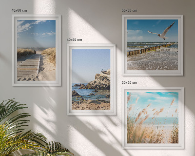 Mur de tableaux Plage, sentier en bois, falaises