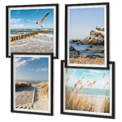 Mur de tableaux Plage, sentier en bois, falaises