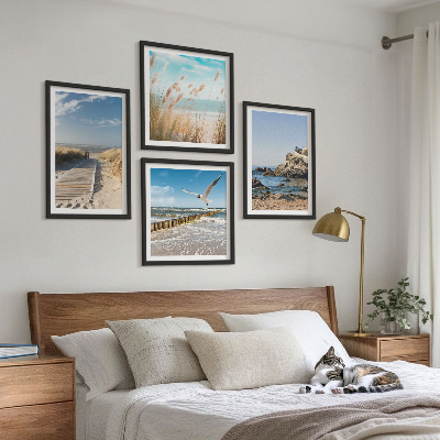 Mur de tableaux Plage, sentier en bois, falaises