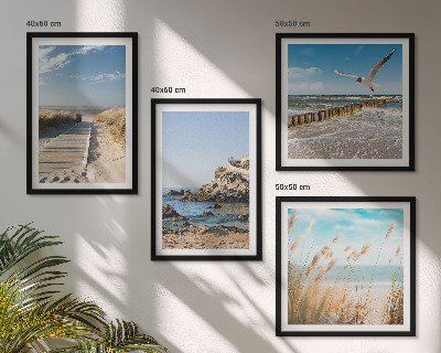 Mur de tableaux Plage, sentier en bois, falaises