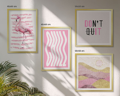 Mur de tableaux Paysage de montagne pastel avec des flamants roses