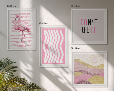 Mur de tableaux Paysage de montagne pastel avec des flamants roses