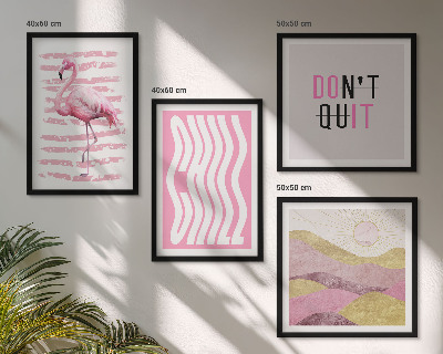 Mur de tableaux Paysage de montagne pastel avec des flamants roses