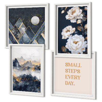 Ensemble de 4 tableaux Inspiration abstraite de montagnes et de fleurs