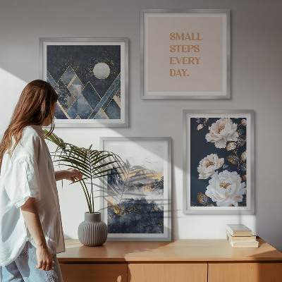 Ensemble de 4 tableaux Inspiration abstraite de montagnes et de fleurs
