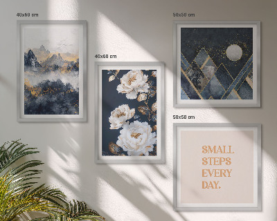 Ensemble de 4 tableaux Inspiration abstraite de montagnes et de fleurs