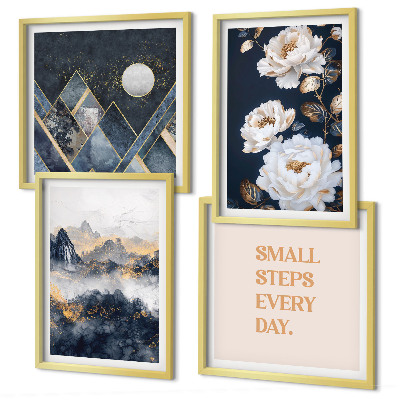 Ensemble de 4 tableaux Inspiration abstraite de montagnes et de fleurs
