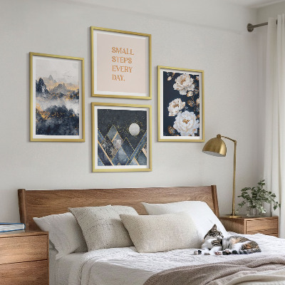 Ensemble de 4 tableaux Inspiration abstraite de montagnes et de fleurs