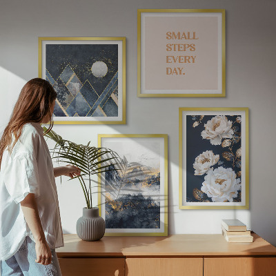 Ensemble de 4 tableaux Inspiration abstraite de montagnes et de fleurs