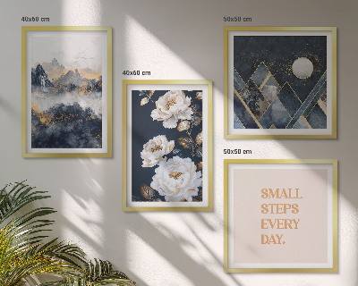 Ensemble de 4 tableaux Inspiration abstraite de montagnes et de fleurs