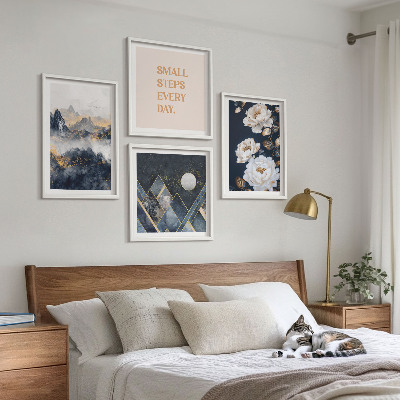 Ensemble de 4 tableaux Inspiration abstraite de montagnes et de fleurs