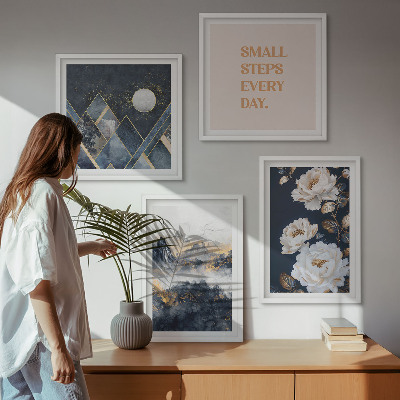 Ensemble de 4 tableaux Inspiration abstraite de montagnes et de fleurs