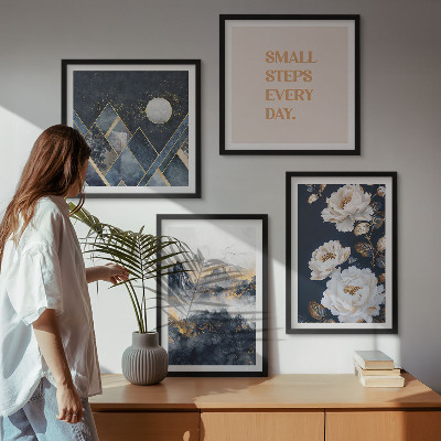 Ensemble de 4 tableaux Inspiration abstraite de montagnes et de fleurs