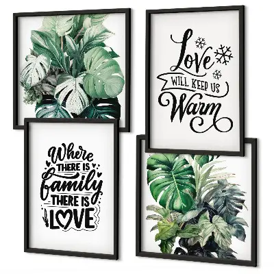 Mur de tableaux aquarelle sur le thème de l'amour familial