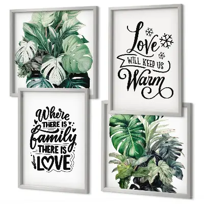 Mur de tableaux aquarelle sur le thème de l'amour familial