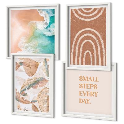 Ensemble de 4 tableaux Lettrage délicat de feuilles bohèmes