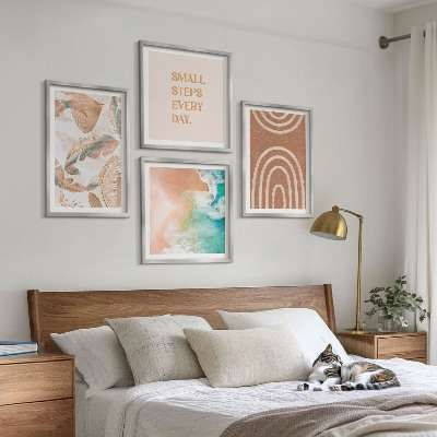 Ensemble de 4 tableaux Lettrage délicat de feuilles bohèmes