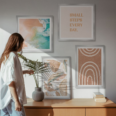 Ensemble de 4 tableaux Lettrage délicat de feuilles bohèmes