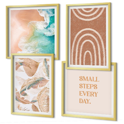 Ensemble de 4 tableaux Lettrage délicat de feuilles bohèmes