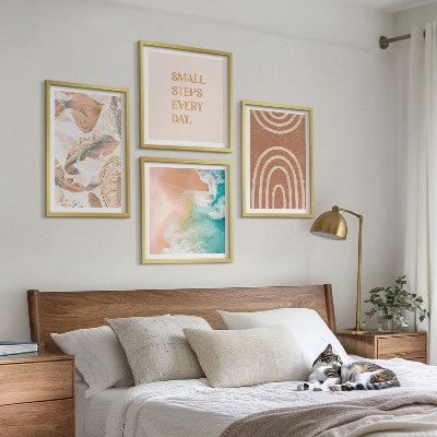 Ensemble de 4 tableaux Lettrage délicat de feuilles bohèmes