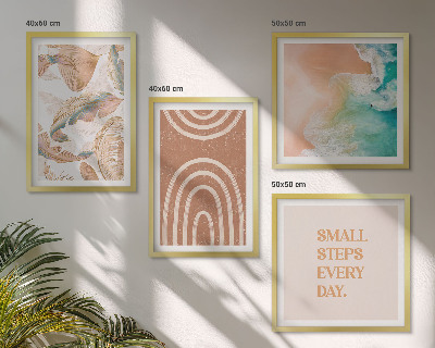Ensemble de 4 tableaux Lettrage délicat de feuilles bohèmes