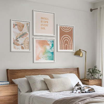 Ensemble de 4 tableaux Lettrage délicat de feuilles bohèmes